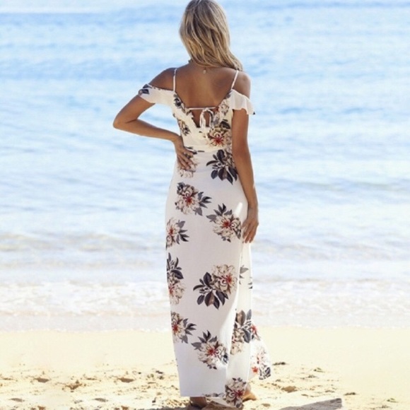 Off Shoulder Tie Back Floral Dress - Picture 5 of 7